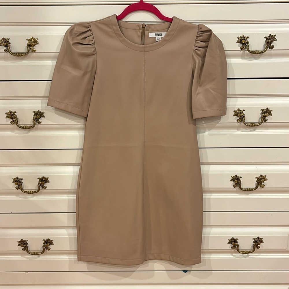 Faux leather mini dress